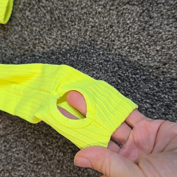 NWT Free People Karma Layer Neon Yellow Women's Crop Top highlighter  Sz XS/S - Picture 9 of 11